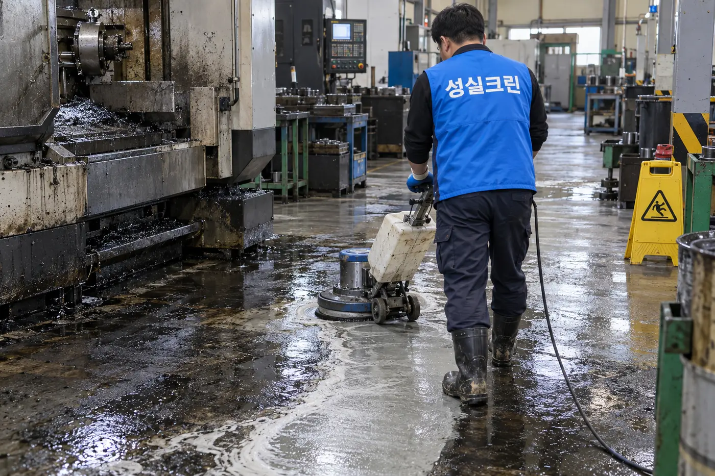 성실크린 기름때청소 전문 장비 작업