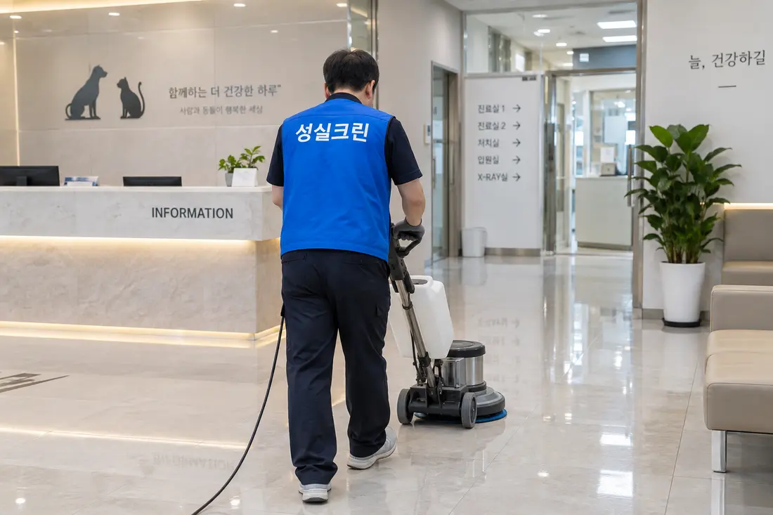 성실크린 병원·동물병원·한의원 청소 전문 장비 작업