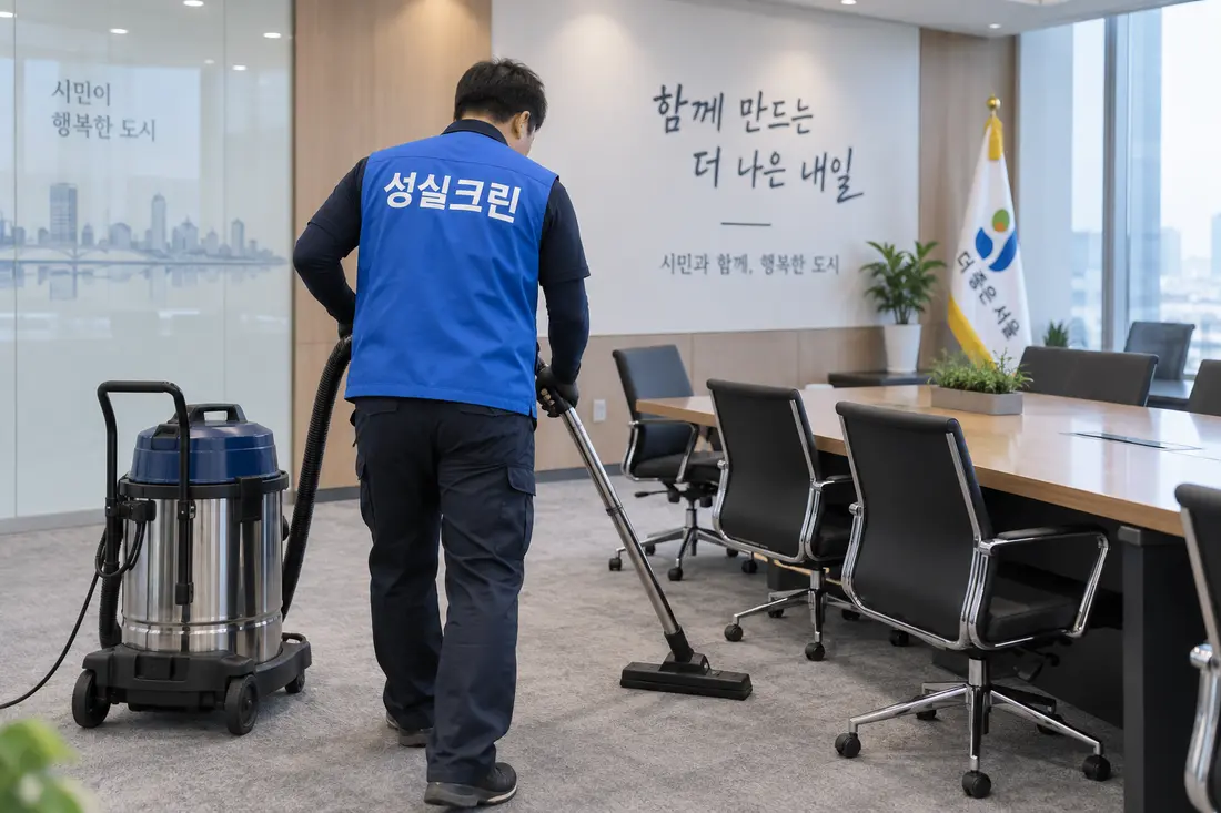 성실크린 관공서·학교 청소 전문 장비 작업
