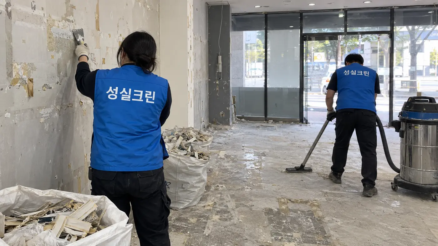 성실크린 원상복구청소 전문 장비 작업
