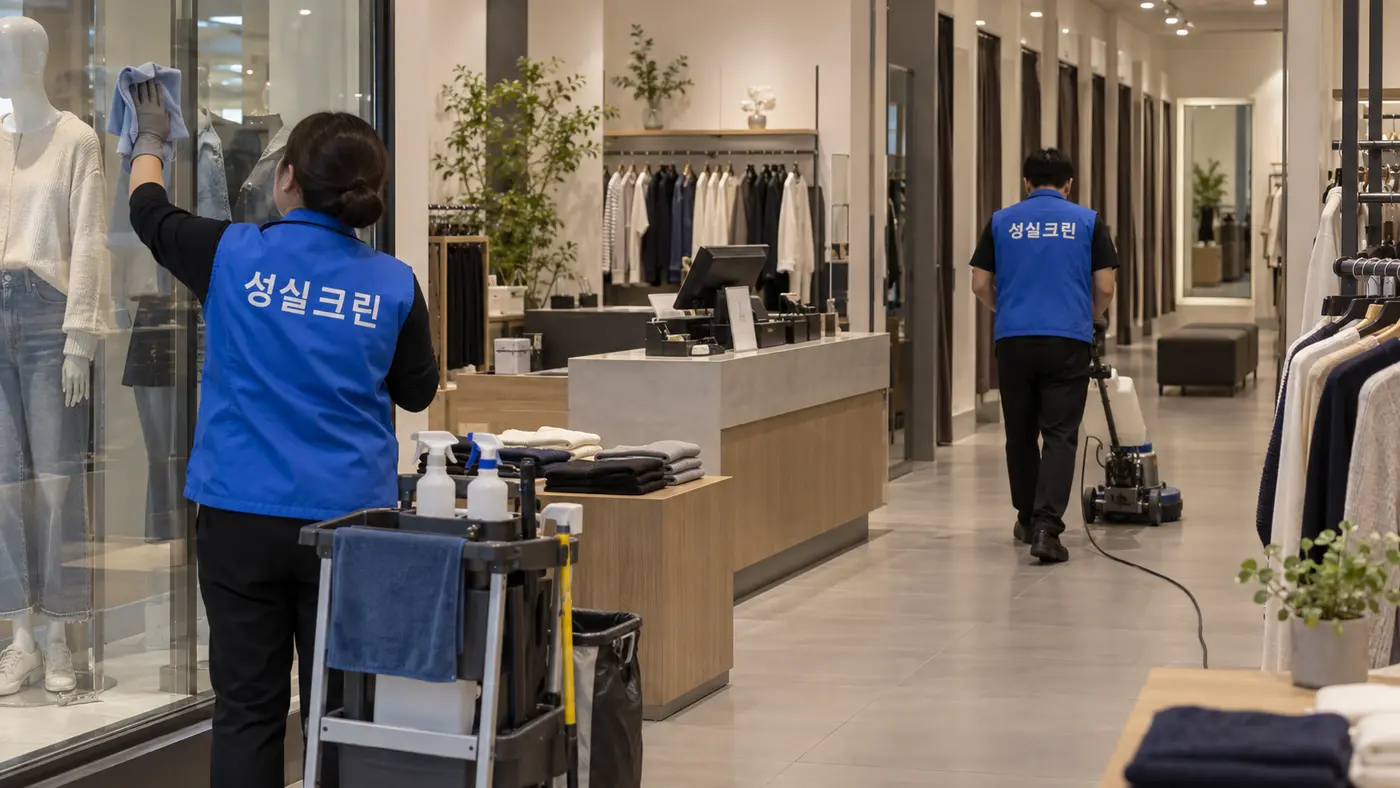 성실크린 매장청소 전문 장비 작업